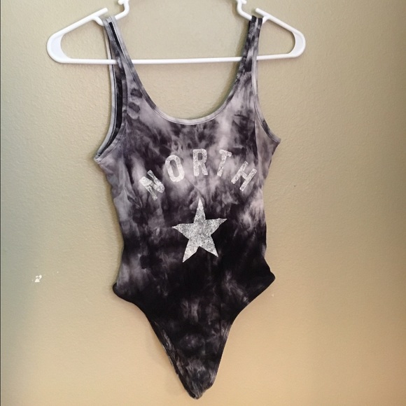 Blue and white bodysuit