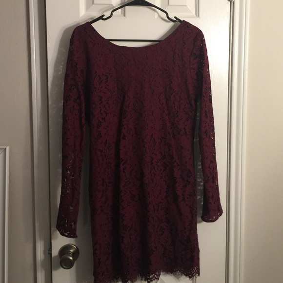 Long sleeve all lace Maroon/wine colored dress
