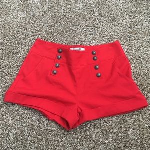 Red High Waisted Shorts