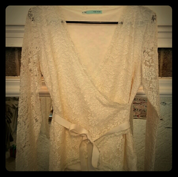Creamy White Lace and Ribbon Top