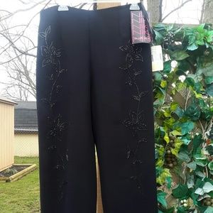 NIKI LIVAS  Black Beaded Design Fully Lined Pants.