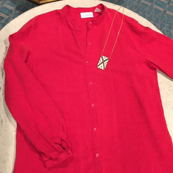Liz Claiborne Tops - Liz Claiborne Red Silk Tunic Shirt