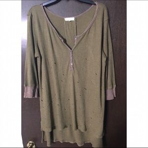 Gilded Intent Raw Edge Henley Top
