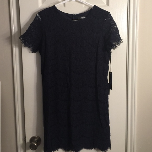 Navy short sleeve lace dress