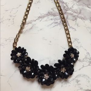 Black and rhinestone floral statement necklace!