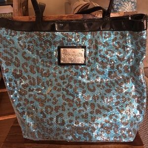 BetseyJohnson blue leopard sequin tote