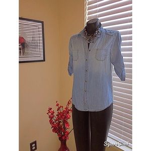 Cute Denim button down shirt w/surprise lace back!