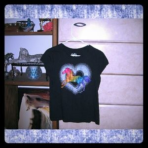Rainbow Horse*Glittery Heart*tee shirt top*Sz M/L