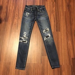 American Eagle Ripped Patch Jeans