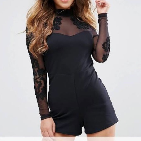 Asos Black sheer sleeved romper