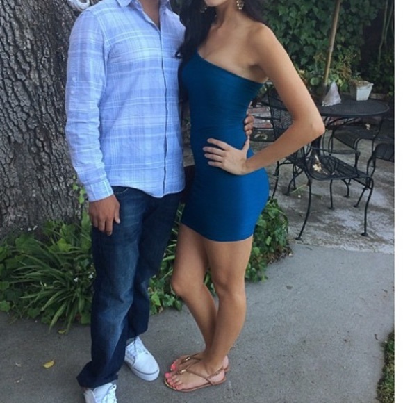 Bebe one shoulder bodycon dress