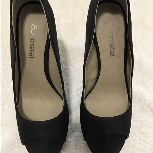 Gunmetal black open toe heel size 36 1/2 - Picture 3 of 4