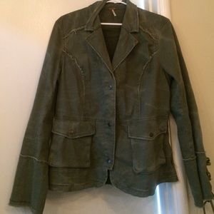 Dark green free people coat