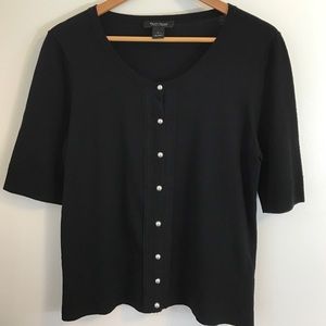 1/2 Sleeve Black Cardigan Sweater