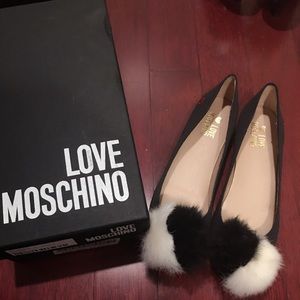 Moschino satin flats with fur