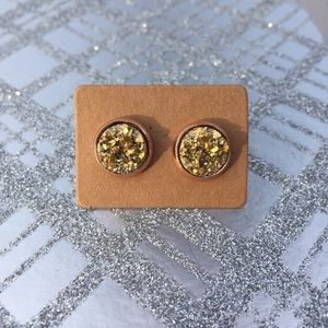 Gold Stud Druzy Earrings