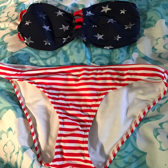 Hollister American Flag Bandeau Swimsuit