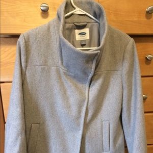Grey, wool, funnel neck jacket