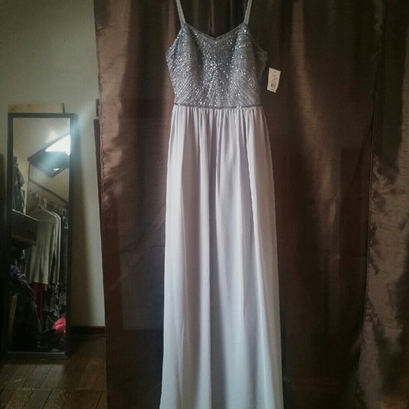 Grey with purple undertone bridesmaid dress