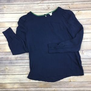 J Crew Talia Navy Silk Top Woman's Size 4