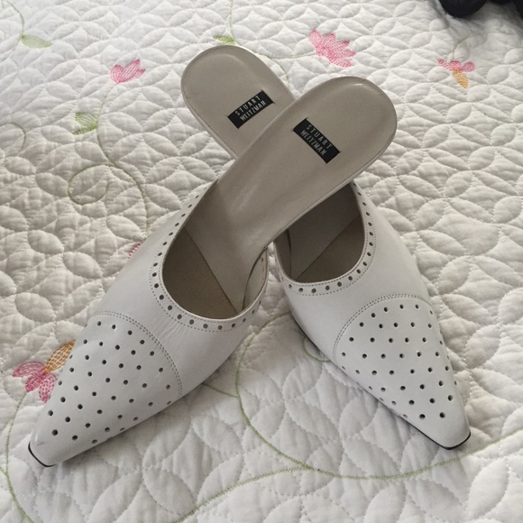 Stuart Weitzman White Mules