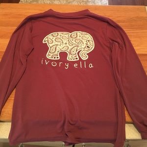 A burgundy ivory and Ella long sleeve shirt.