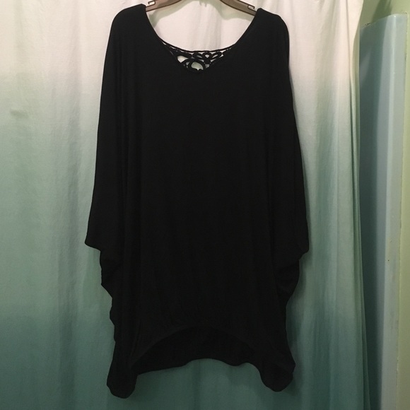 Lane Bryant Black Crochet-back top