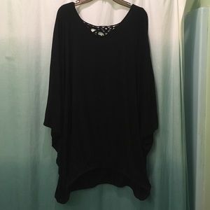 Lane Bryant Black Crochet-back top