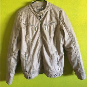 Creme colored faux leather jacket