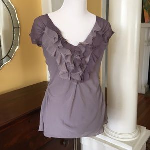 Anthropologie Baraschi two tone ruffle neck top