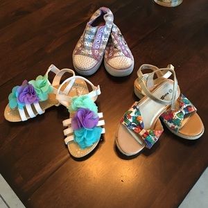 1 Sandal, 1 cute sneakers-Used but still has life