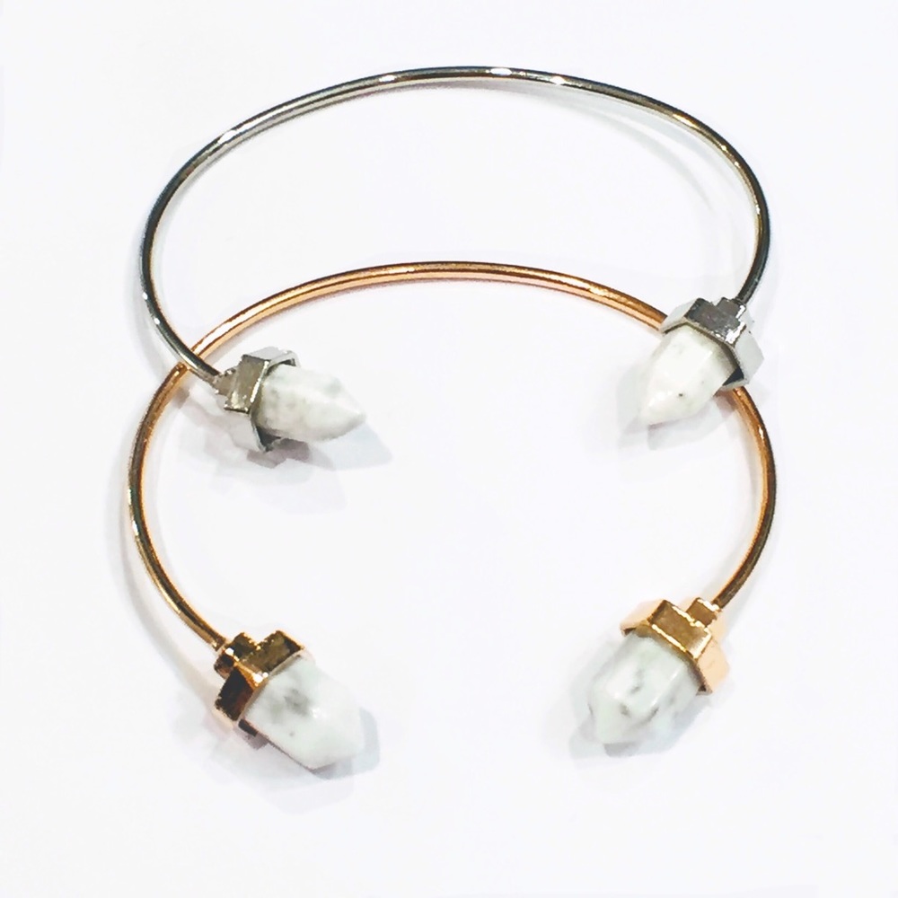 Minimalist Marble Stone Bracelet Cuff Bangle