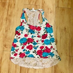 Floral lace tank
