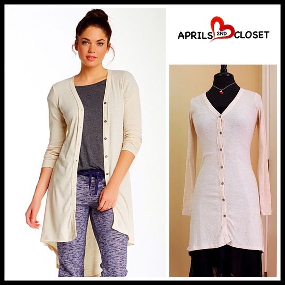 POOF! LONG SHIRTAIL HEM HI-LO CARDIGAN - Picture 2 of 7