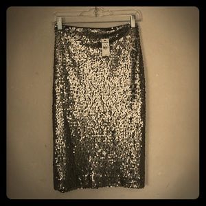 Express Grey Sequin Pencil Skirt