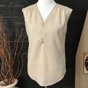 Tan Blouse With Zipper
