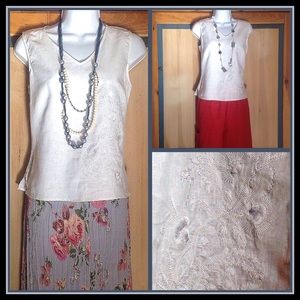 Essential White V-Neck Top with Embellishments