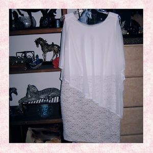 *NWOT*White Dress*Chiffon Overlay*Lacey*sleeveless