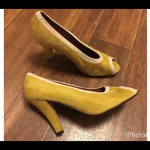 Audley London Color Block Peep Toe Pumps