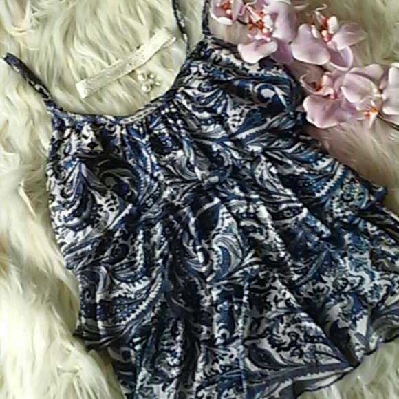 Rampage blue and white ruffled strappy top - Picture 1 of 3