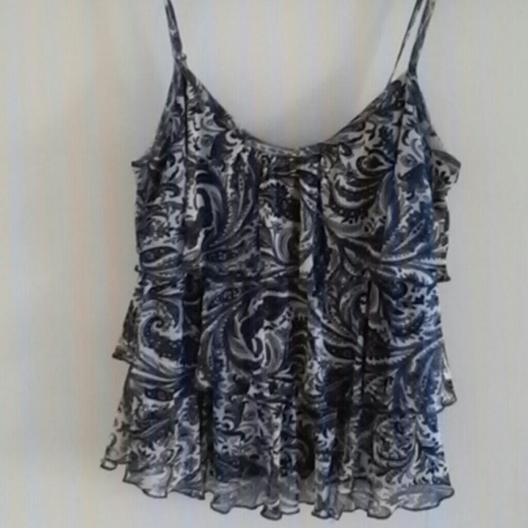 Rampage blue and white ruffled strappy top - Picture 3 of 3