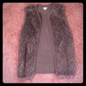 Gray Faux Fur Vest