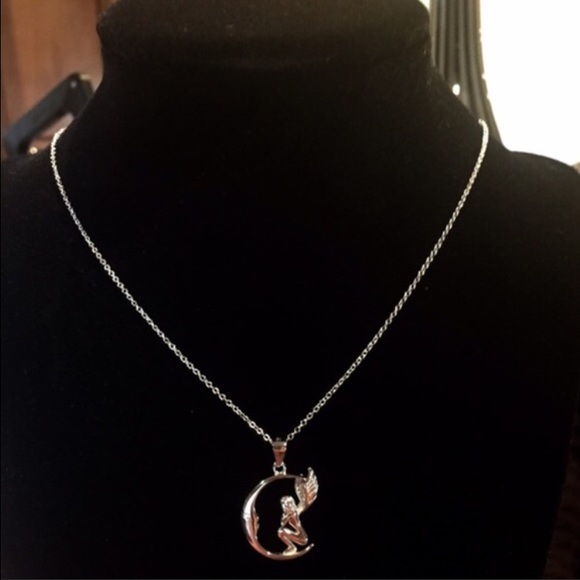 🌸FAIRY & MOON PENDANT W/ CHAIN STERLING SILVER - Picture 4 of 4