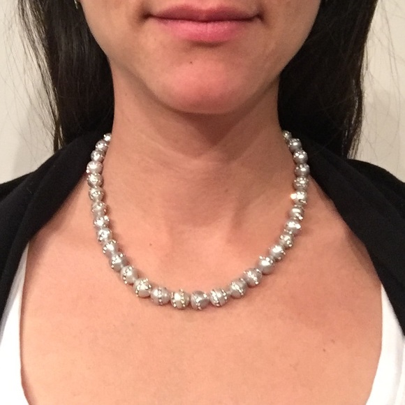 Silver beaded choker necklace