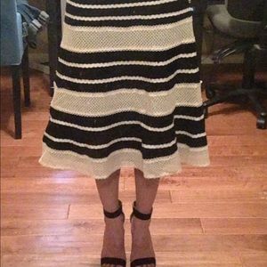 Nanette Lepore midi pleated lace inset skirt sz 2