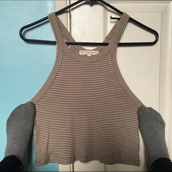 Urban Outfitters tan striped tank top - Picture 2 of 3