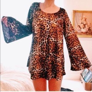 JAC VANEK CHEETAH BELL SLEEVE DRESS