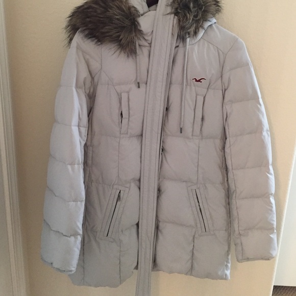 Hollister Puffy Coat with Faux Fur Hood