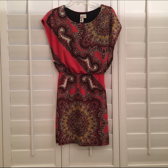 Bright Orange Print Paisley Dress