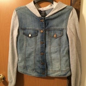 Denim sweatshirt jacket